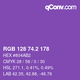 カラーコード: RGB 128 74.2 178 | qconv.com