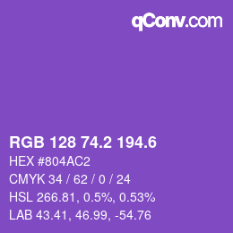 カラーコード: RGB 128 74.2 194.6 | qconv.com