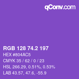 カラーコード: RGB 128 74.2 197 | qconv.com