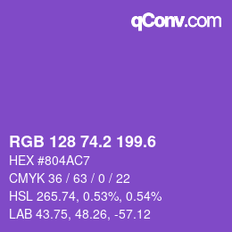 カラーコード: RGB 128 74.2 199.6 | qconv.com