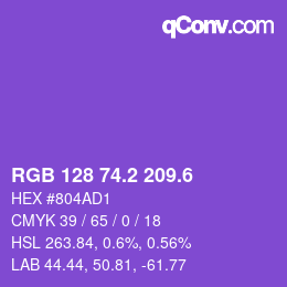 カラーコード: RGB 128 74.2 209.6 | qconv.com