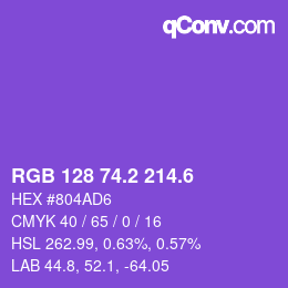 カラーコード: RGB 128 74.2 214.6 | qconv.com