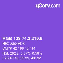 カラーコード: RGB 128 74.2 219.6 | qconv.com