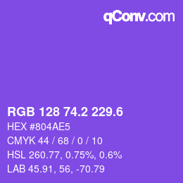 カラーコード: RGB 128 74.2 229.6 | qconv.com