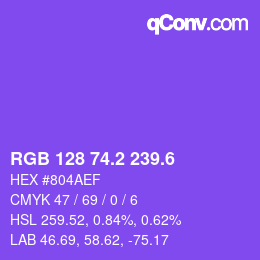 カラーコード: RGB 128 74.2 239.6 | qconv.com