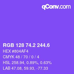 カラーコード: RGB 128 74.2 244.6 | qconv.com