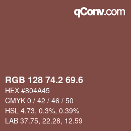 カラーコード: RGB 128 74.2 69.6 | qconv.com