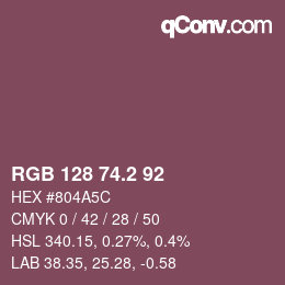 カラーコード: RGB 128 74.2 92 | qconv.com