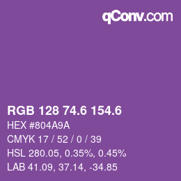 カラーコード: RGB 128 74.6 154.6 | qconv.com