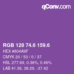 カラーコード: RGB 128 74.6 159.6 | qconv.com