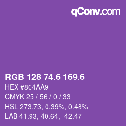 カラーコード: RGB 128 74.6 169.6 | qconv.com