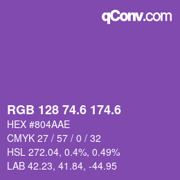 カラーコード: RGB 128 74.6 174.6 | qconv.com