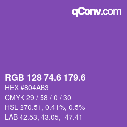カラーコード: RGB 128 74.6 179.6 | qconv.com