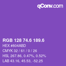 カラーコード: RGB 128 74.6 189.6 | qconv.com
