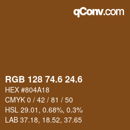 カラーコード: RGB 128 74.6 24.6 | qconv.com