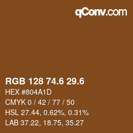 カラーコード: RGB 128 74.6 29.6 | qconv.com