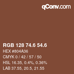 カラーコード: RGB 128 74.6 54.6 | qconv.com