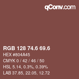 カラーコード: RGB 128 74.6 69.6 | qconv.com