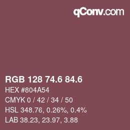 カラーコード: RGB 128 74.6 84.6 | qconv.com