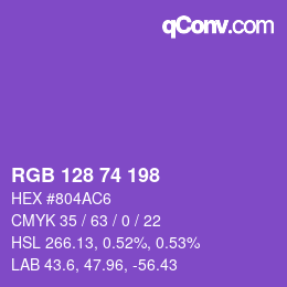 Color code: RGB 128 74 198 | qconv.com