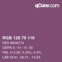 Código de color: RGB 128 76 116 | qconv.com