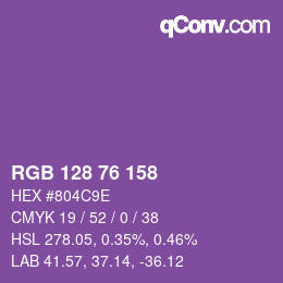カラーコード: RGB 128 76 158 | qconv.com