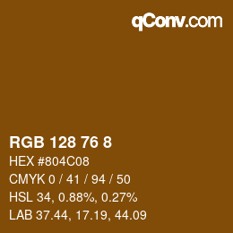 カラーコード: RGB 128 76 8 | qconv.com