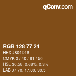 カラーコード: RGB 128 77 24 | qconv.com