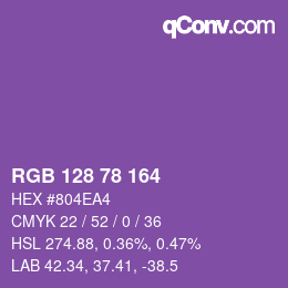 Color code: RGB 128 78 164 | qconv.com