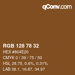 Color code: RGB 128 78 32 | qconv.com