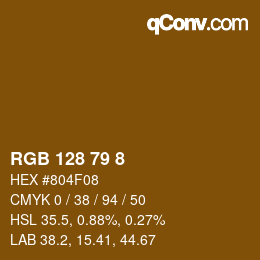 Color code: RGB 128 79 8 | qconv.com