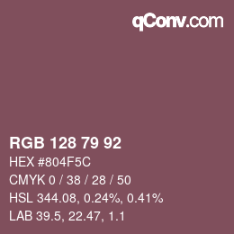 Color code: RGB 128 79 92 | qconv.com