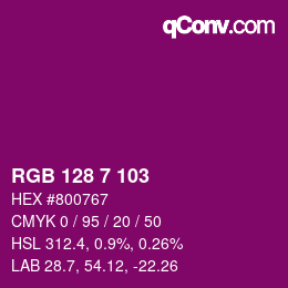 Color code: RGB 128 7 103 | qconv.com