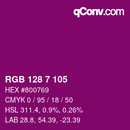 Color code: RGB 128 7 105 | qconv.com