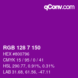 Color code: RGB 128 7 150 | qconv.com