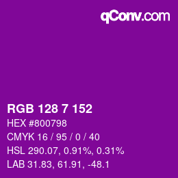Color code: RGB 128 7 152 | qconv.com