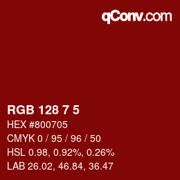 カラーコード: RGB 128 7 5 | qconv.com