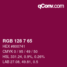 カラーコード: RGB 128 7 65 | qconv.com