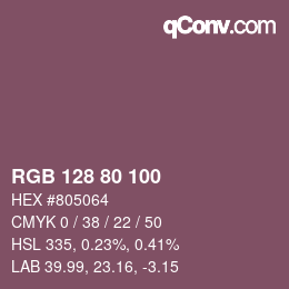 Color code: RGB 128 80 100 | qconv.com