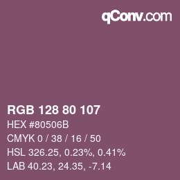 颜色代码: RGB 128 80 107 | qconv.com