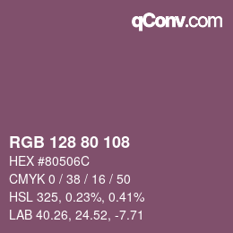 Código de color: RGB 128 80 108 | qconv.com