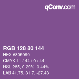 カラーコード: RGB 128 80 144 | qconv.com