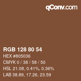 Color code: RGB 128 80 54 | qconv.com