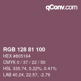颜色代码: RGB 128 81 100 | qconv.com
