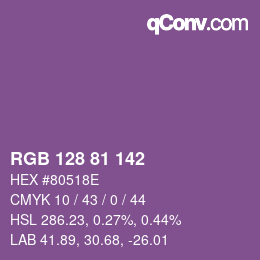 Color code: RGB 128 81 142 | qconv.com