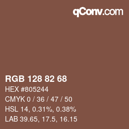 Color code: RGB 128 82 68 | qconv.com