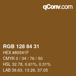 Color code: RGB 128 84 31 | qconv.com