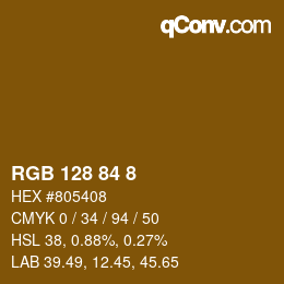 Color code: RGB 128 84 8 | qconv.com