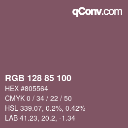 Color code: RGB 128 85 100 | qconv.com