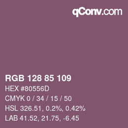 カラーコード: RGB 128 85 109 | qconv.com